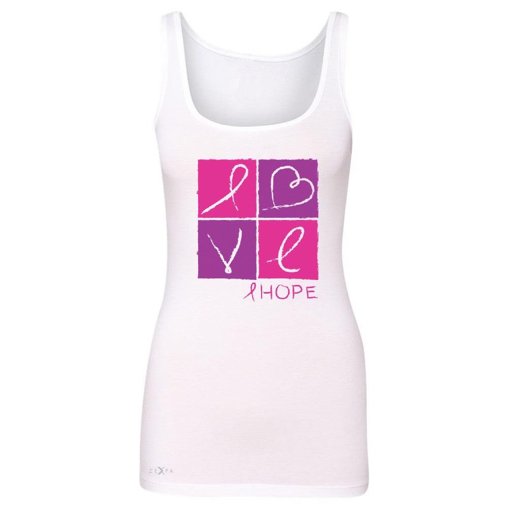 Hope Love Women's Tank Top Breast Cancer Awareness Month Support Sleeveless - Zexpa Apparel - 4