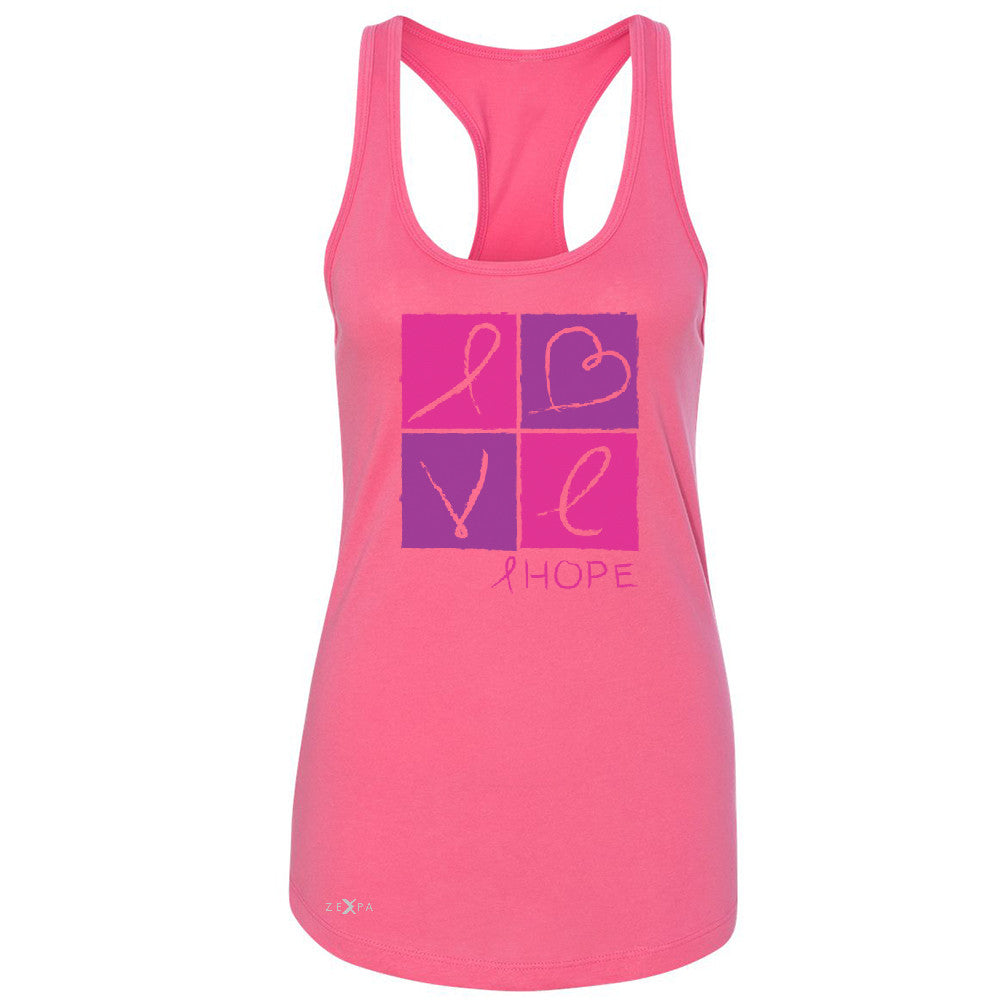 Hope Love Women's Racerback Breast Cancer Awareness Month Support Sleeveless - Zexpa Apparel - 2