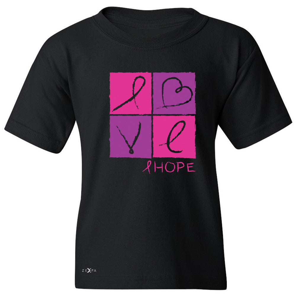 Hope Love Youth T-shirt Breast Cancer Awareness Month Support Tee - Zexpa Apparel - 1