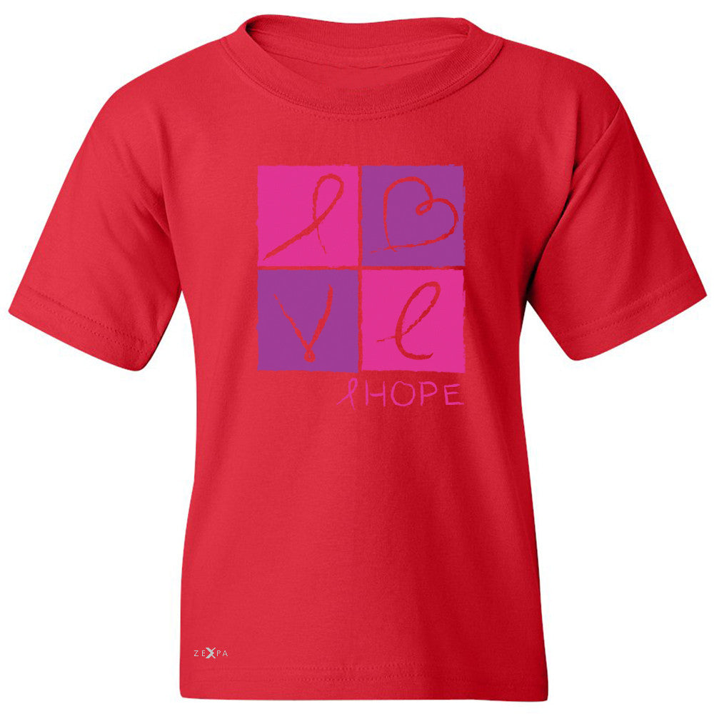 Hope Love Youth T-shirt Breast Cancer Awareness Month Support Tee - Zexpa Apparel - 4