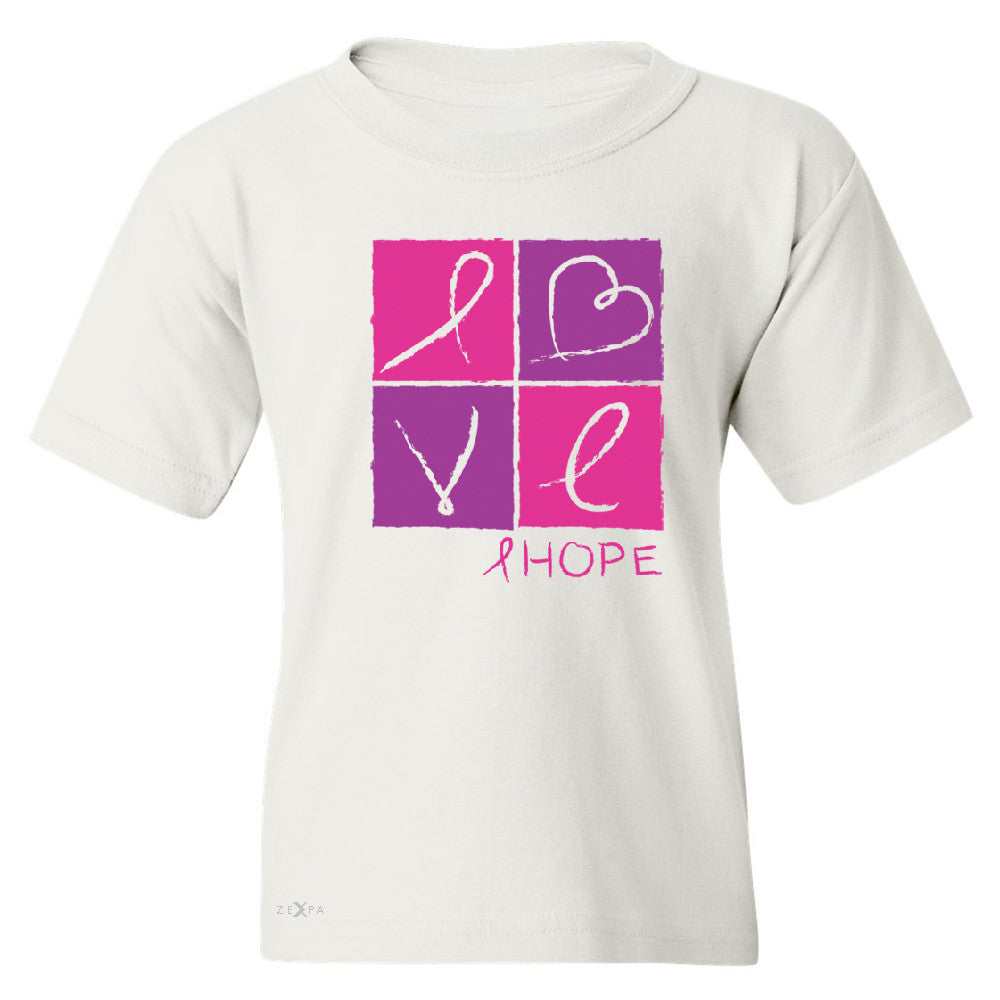 Hope Love Youth T-shirt Breast Cancer Awareness Month Support Tee - Zexpa Apparel - 5