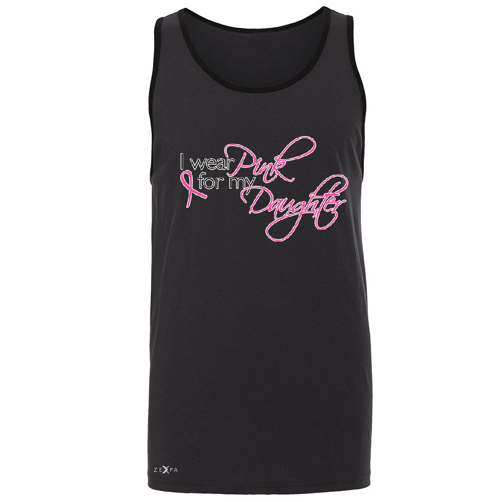 I Wear Pink For My Daughter Men's Jersey Tank Breast Cancer Awareness Sleeveless - Zexpa Apparel - 3