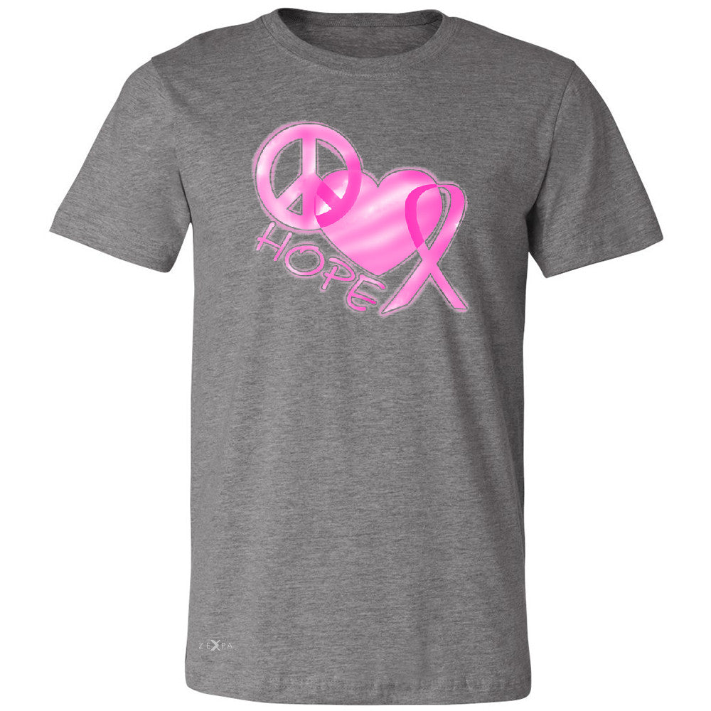 Hope Peace Ribbon Heart Men's T-shirt Breast Cancer Awareness Tee - Zexpa Apparel - 3