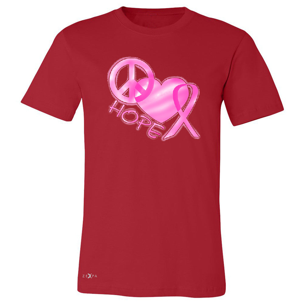 Hope Peace Ribbon Heart Men's T-shirt Breast Cancer Awareness Tee - Zexpa Apparel - 5