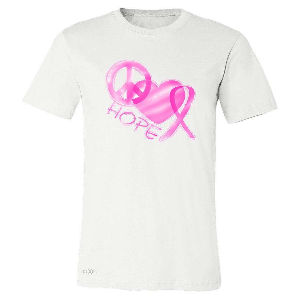 Hope Peace Ribbon Heart Men's T-shirt Breast Cancer Awareness Tee - Zexpa Apparel - 6