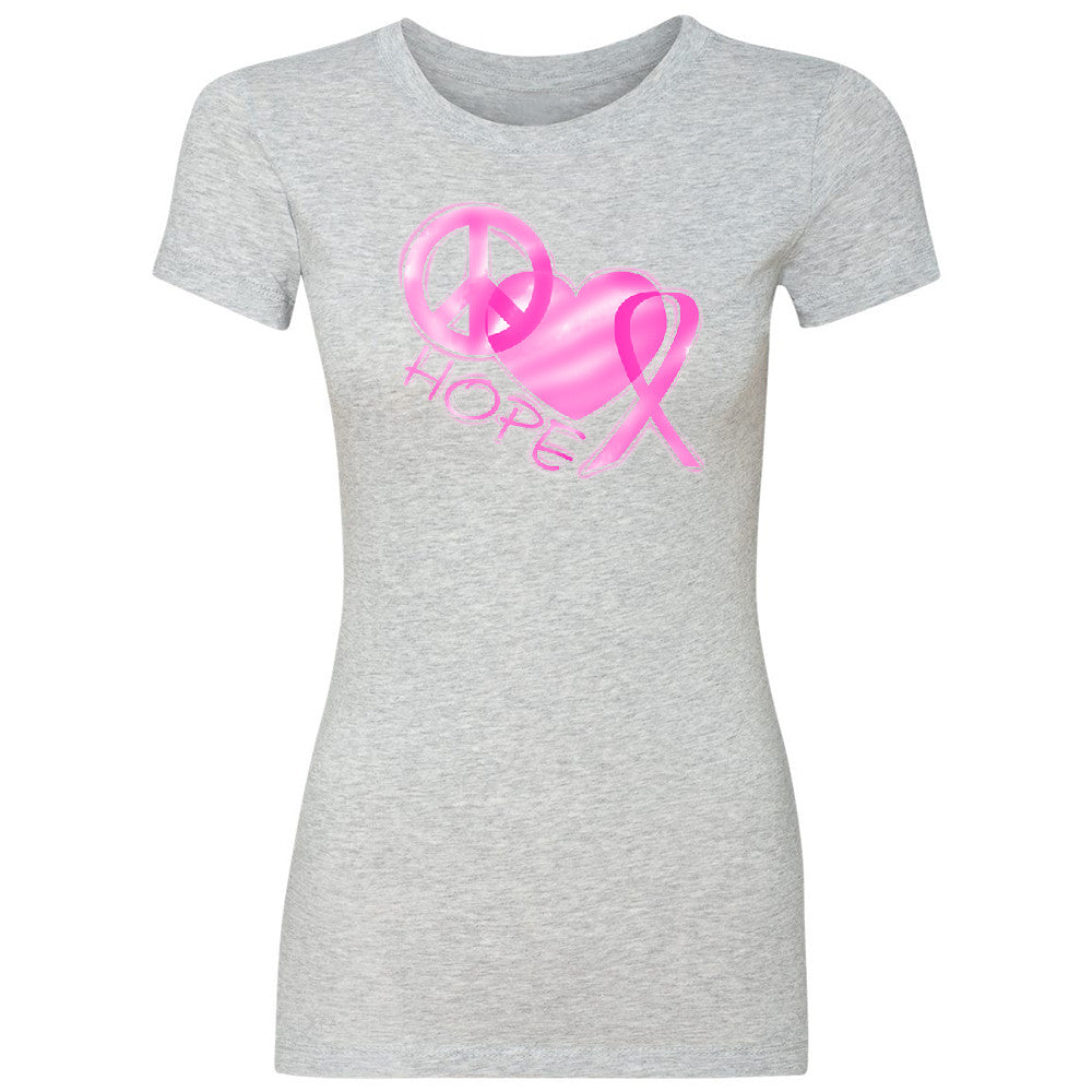 Hope Peace Ribbon Heart Women's T-shirt Breast Cancer Awareness Tee - Zexpa Apparel - 2