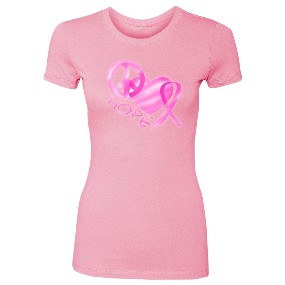 Hope Peace Ribbon Heart Women's T-shirt Breast Cancer Awareness Tee - Zexpa Apparel - 3