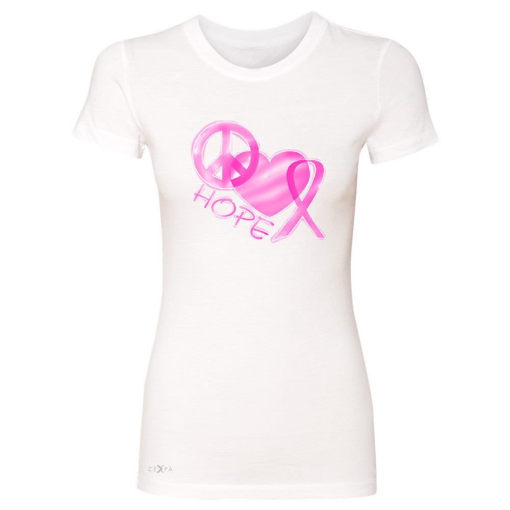Hope Peace Ribbon Heart Women's T-shirt Breast Cancer Awareness Tee - Zexpa Apparel - 5