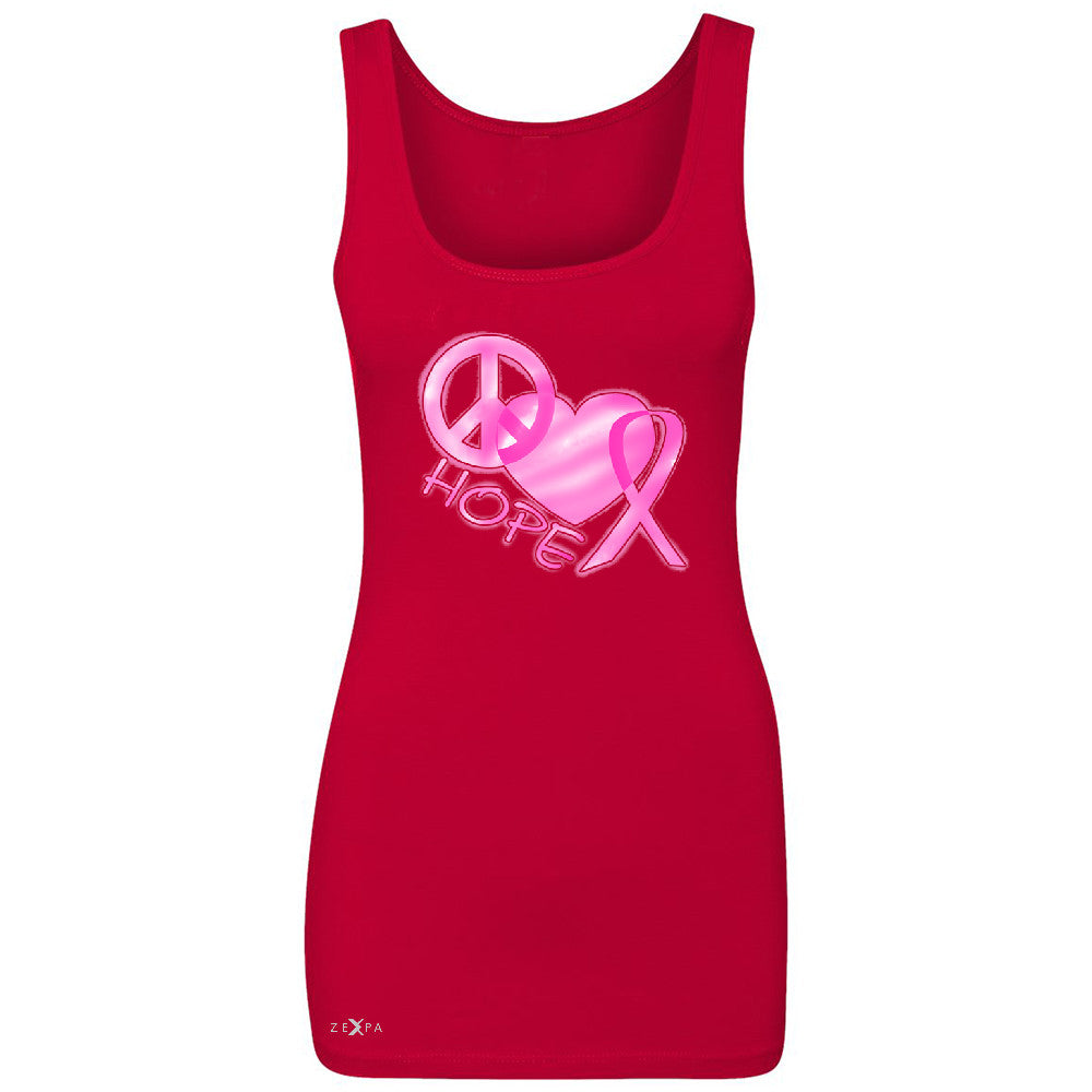 Hope Peace Ribbon Heart Women's Tank Top Breast Cancer Awareness Sleeveless - Zexpa Apparel - 3