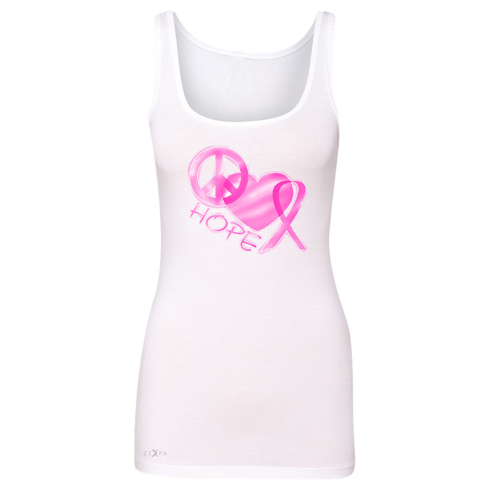 Hope Peace Ribbon Heart Women's Tank Top Breast Cancer Awareness Sleeveless - Zexpa Apparel - 4