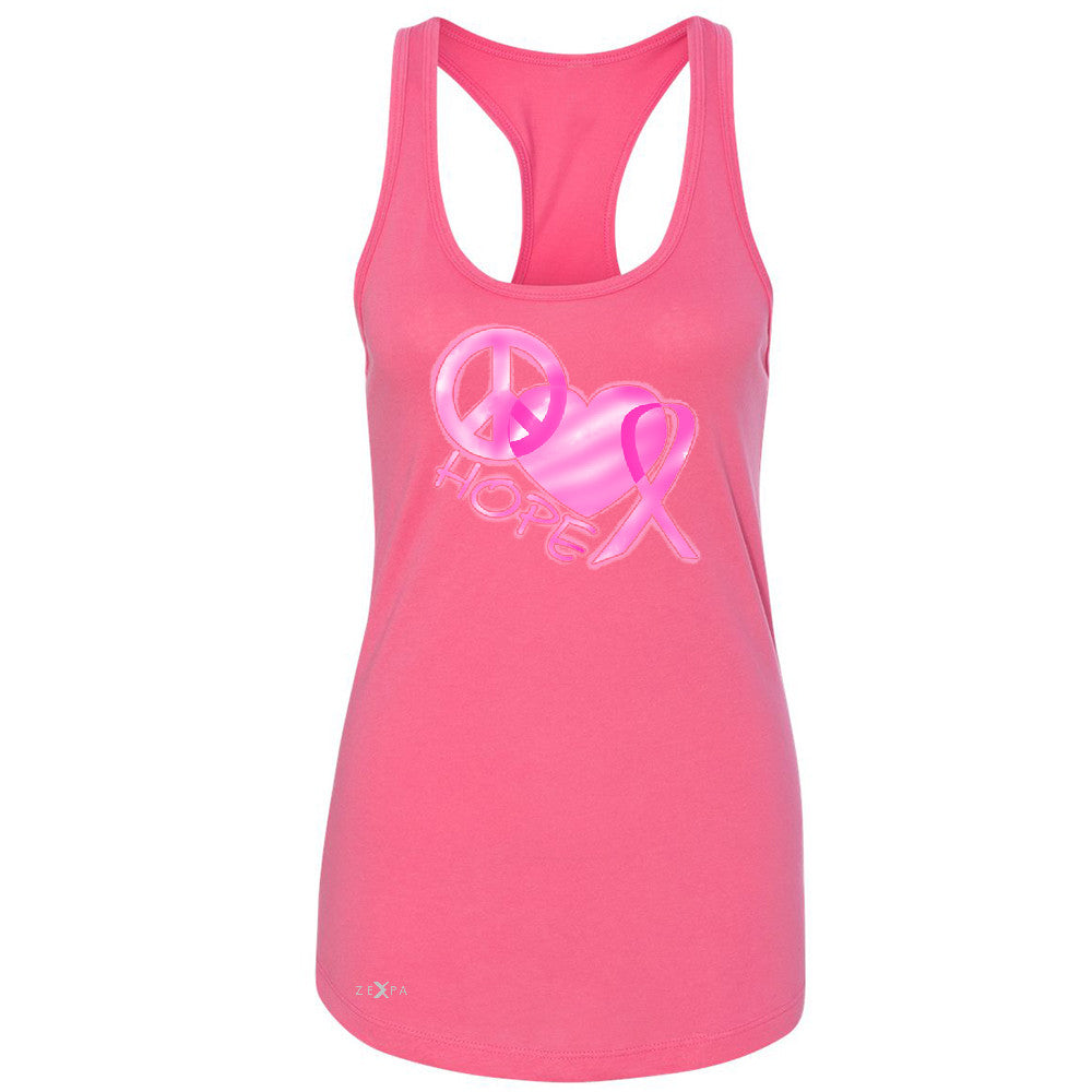 Hope Peace Ribbon Heart Women's Racerback Breast Cancer Awareness Sleeveless - Zexpa Apparel - 2
