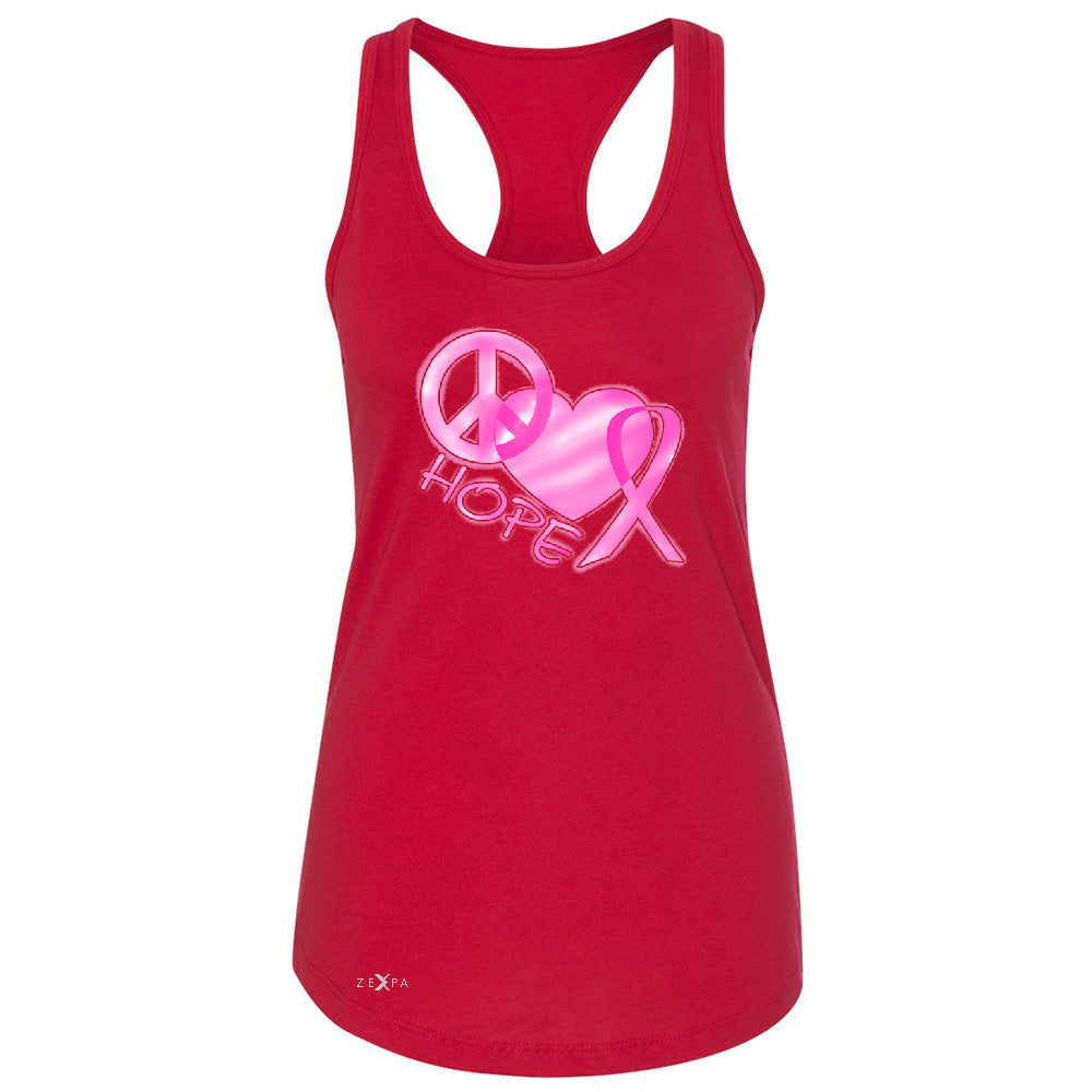 Hope Peace Ribbon Heart Women's Racerback Breast Cancer Awareness Sleeveless - Zexpa Apparel - 3