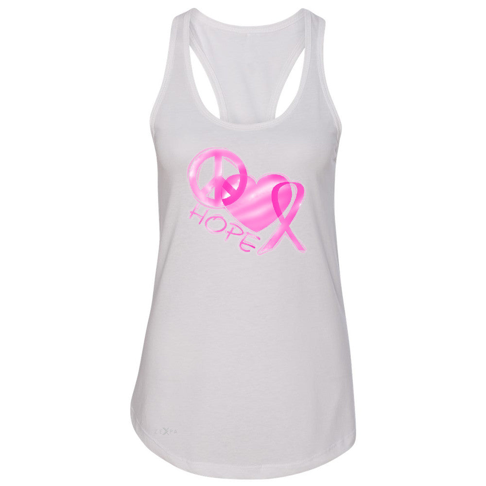 Hope Peace Ribbon Heart Women's Racerback Breast Cancer Awareness Sleeveless - Zexpa Apparel - 4