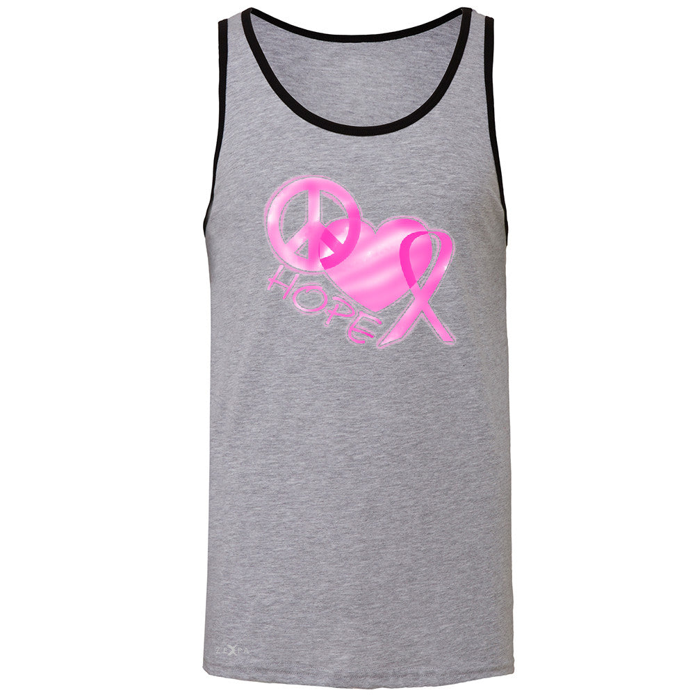 Hope Peace Ribbon Heart Men's Jersey Tank Breast Cancer Awareness Sleeveless - Zexpa Apparel - 2