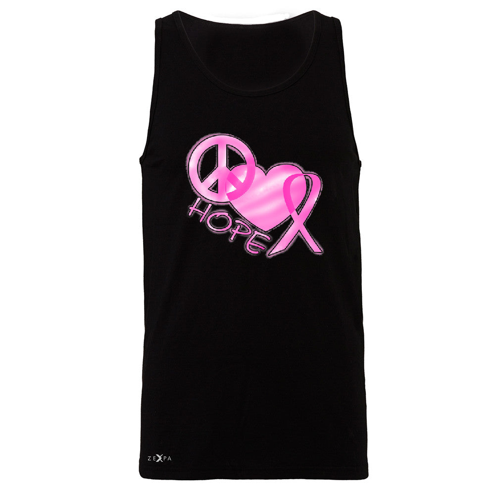 Hope Peace Ribbon Heart Men's Jersey Tank Breast Cancer Awareness Sleeveless - Zexpa Apparel - 1