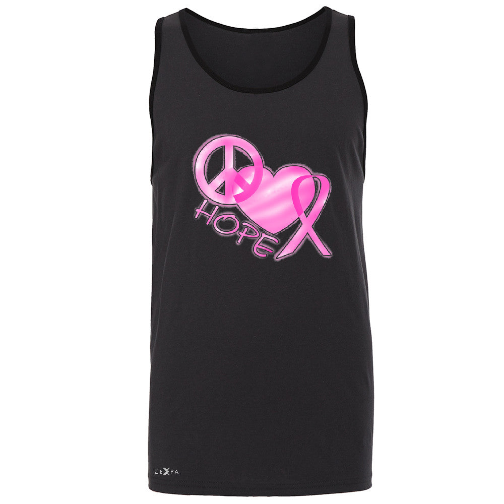 Hope Peace Ribbon Heart Men's Jersey Tank Breast Cancer Awareness Sleeveless - Zexpa Apparel - 3