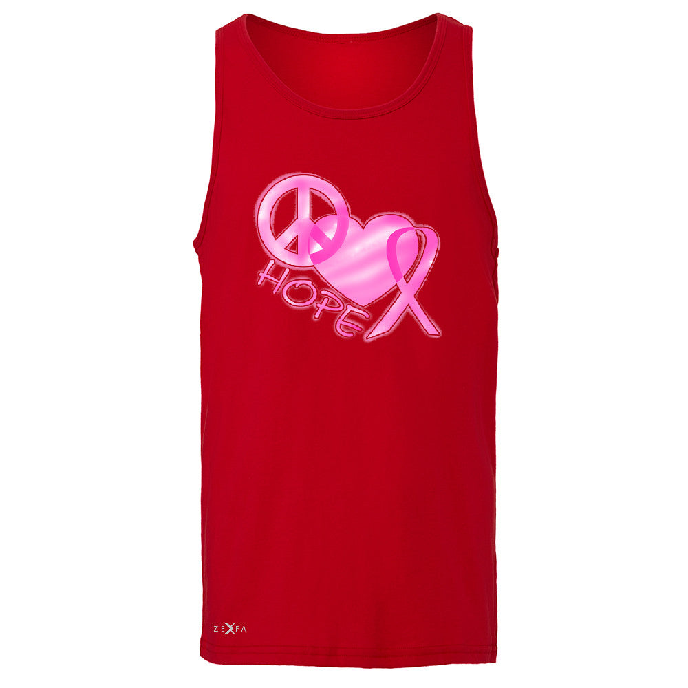 Hope Peace Ribbon Heart Men's Jersey Tank Breast Cancer Awareness Sleeveless - Zexpa Apparel - 4