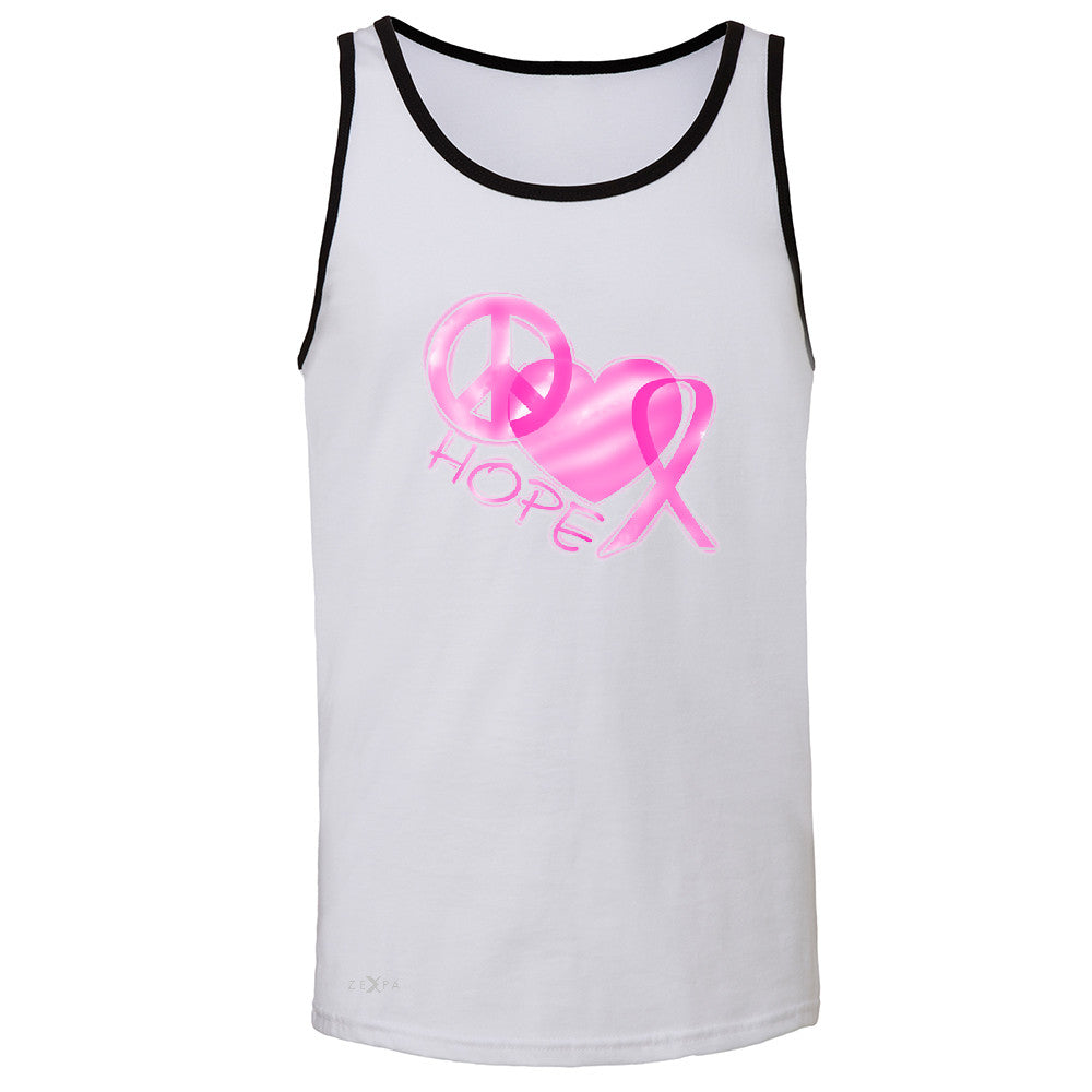 Hope Peace Ribbon Heart Men's Jersey Tank Breast Cancer Awareness Sleeveless - Zexpa Apparel - 5