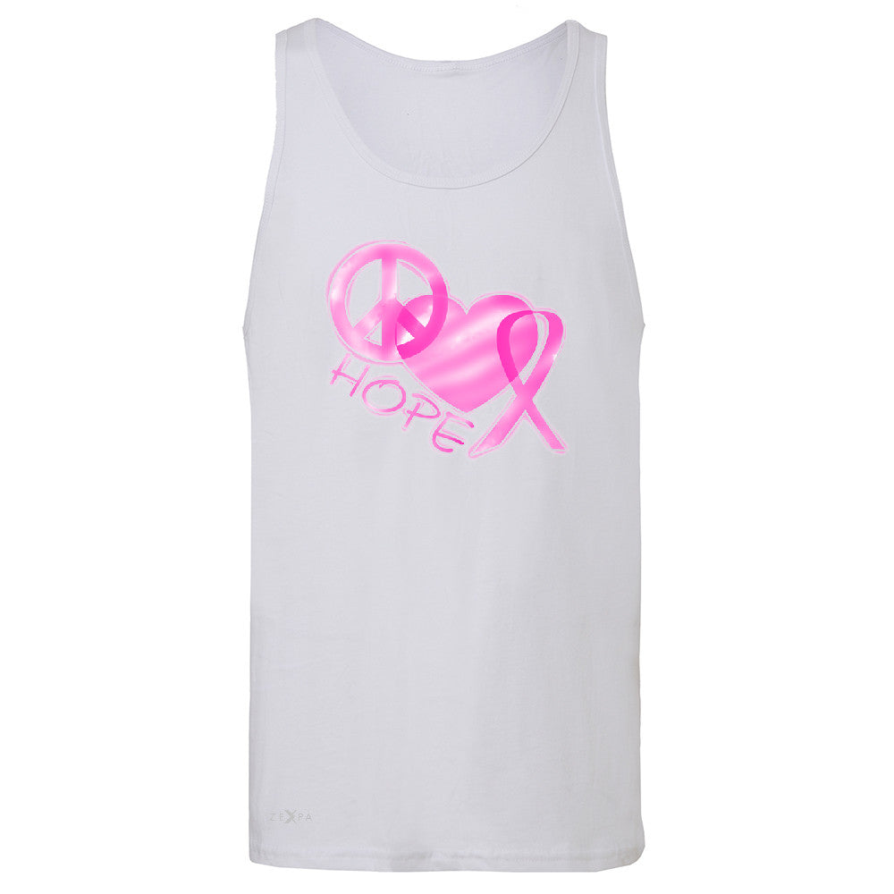 Hope Peace Ribbon Heart Men's Jersey Tank Breast Cancer Awareness Sleeveless - Zexpa Apparel - 6