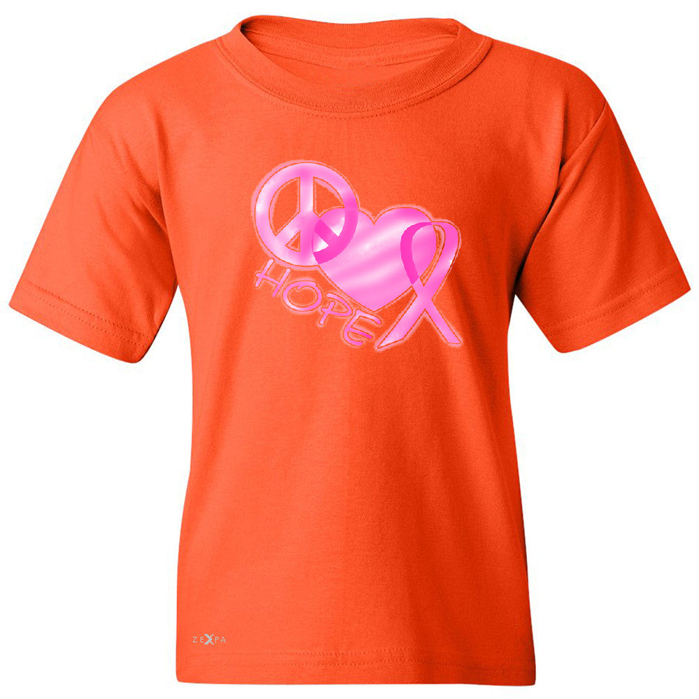 Hope Peace Ribbon Heart Youth T-shirt Breast Cancer Awareness Tee - Zexpa Apparel - 2