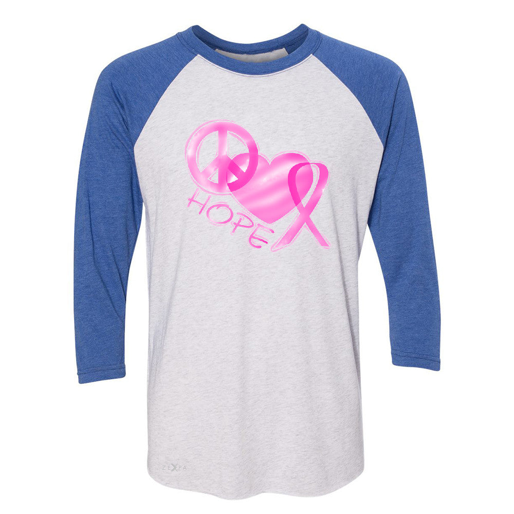 Hope Peace Ribbon Heart 3/4 Sleevee Raglan Tee Breast Cancer Awareness Tee - Zexpa Apparel - 3