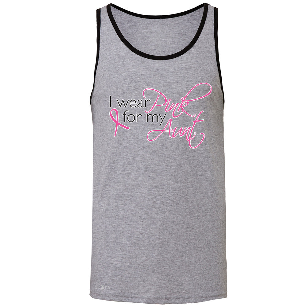 I Wear Pink For My Aunt Men's Jersey Tank Breast Cancer Awareness Sleeveless - Zexpa Apparel - 2