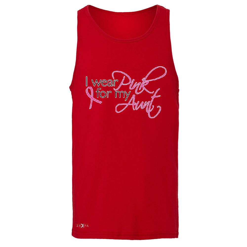 I Wear Pink For My Aunt Men's Jersey Tank Breast Cancer Awareness Sleeveless - Zexpa Apparel - 4