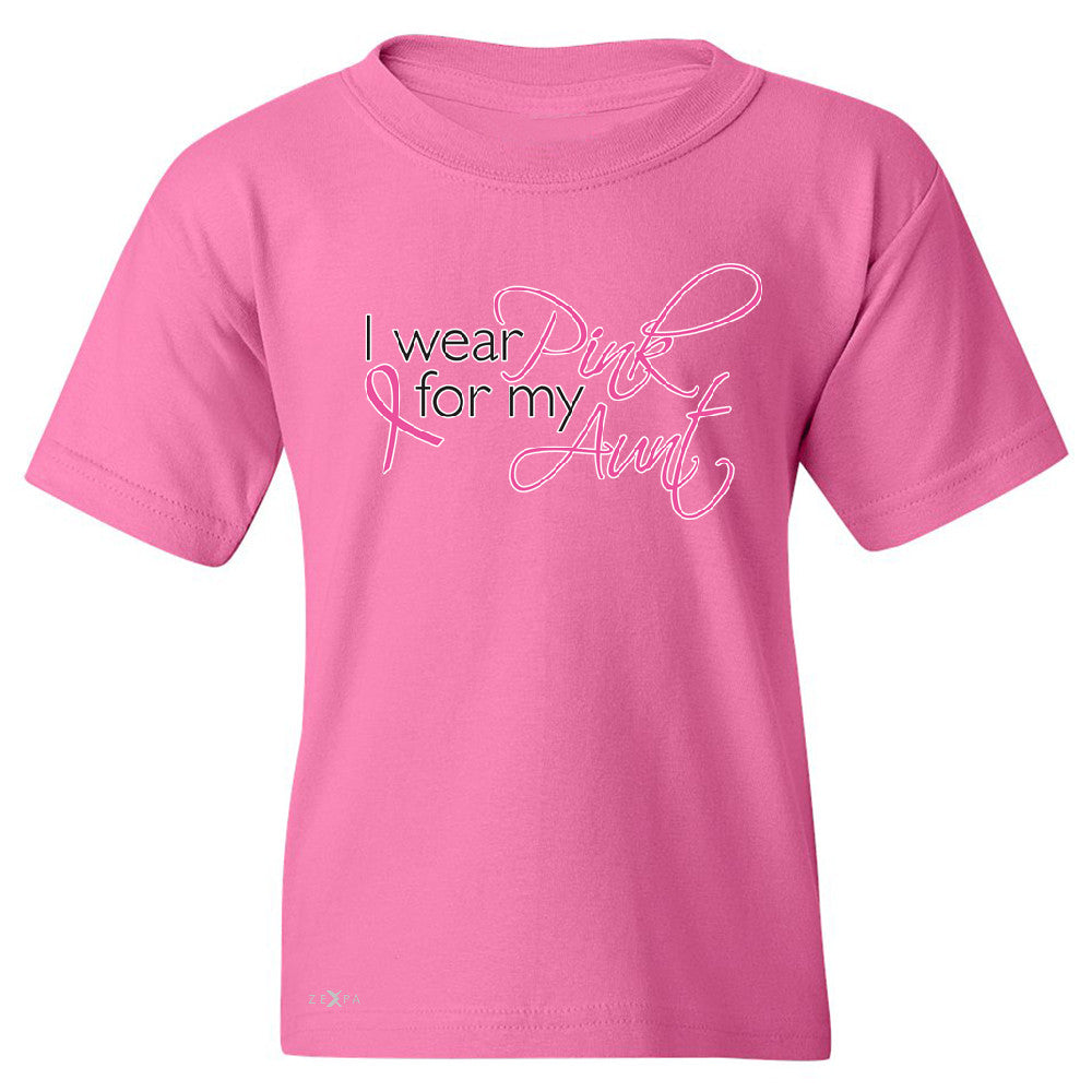 I Wear Pink For My Aunt Youth T-shirt Breast Cancer Awareness Tee - Zexpa Apparel - 3
