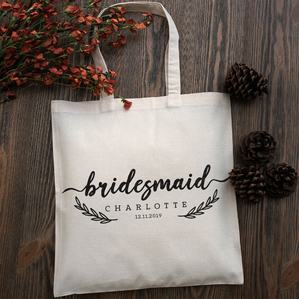 Personalized Tote Bag For Bridesmaids Wedding | Customized Bachelorette Party Bag | Baby Shower and Events Totes |Design #13