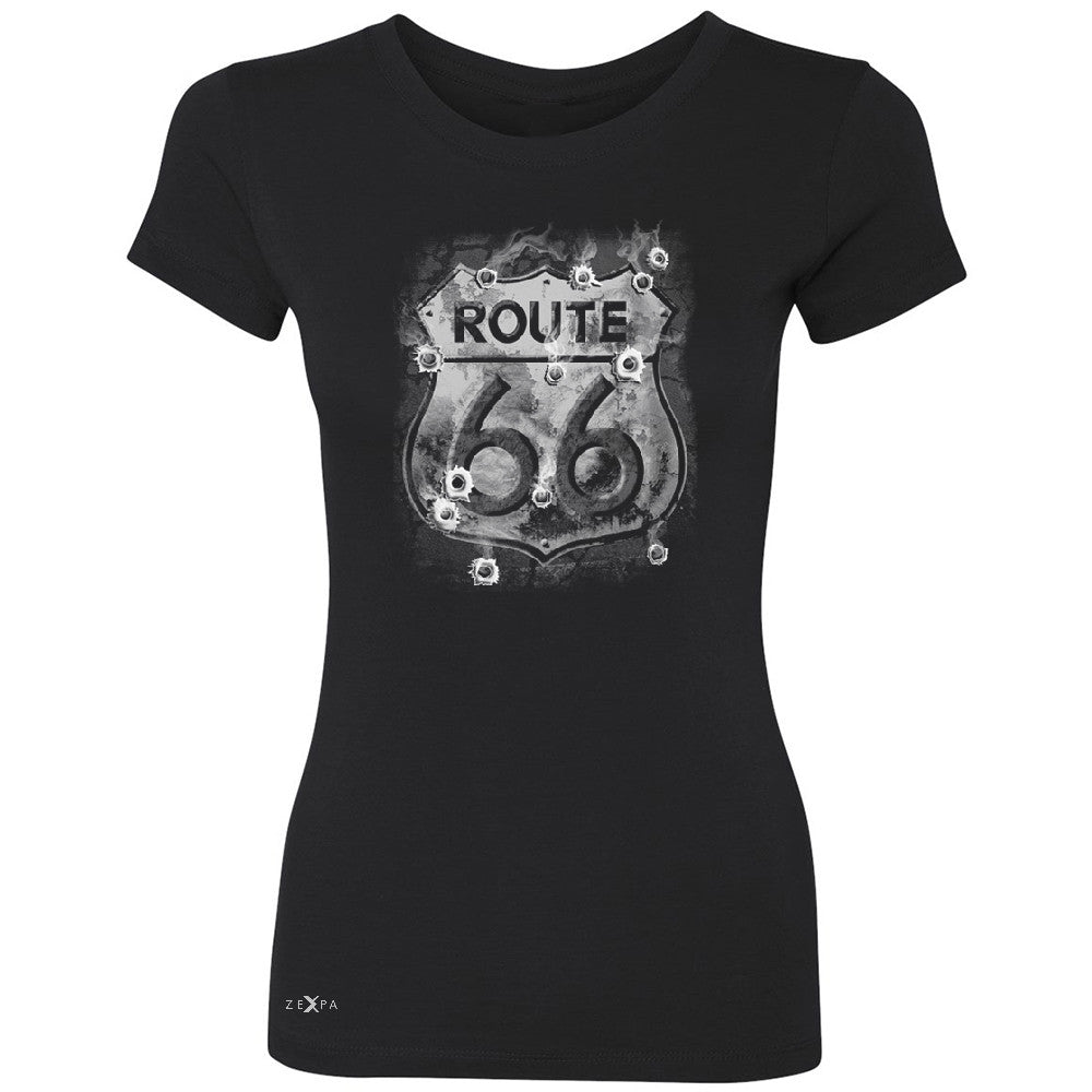 Route 66 Bullet Holes Unisex - Women's T-shirt Highway Sign Tee - Zexpa Apparel - 1