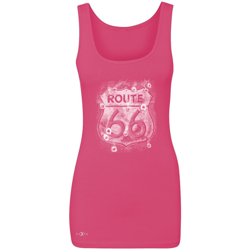 Route 66 Bullet Holes Unisex - Women's Tank Top Highway Sign Sleeveless - Zexpa Apparel - 2
