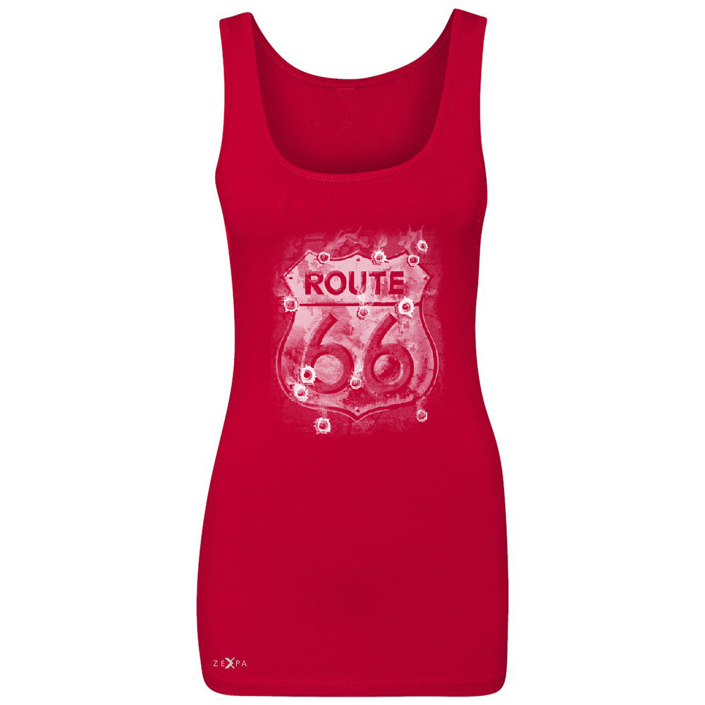 Route 66 Bullet Holes Unisex - Women's Tank Top Highway Sign Sleeveless - Zexpa Apparel - 3