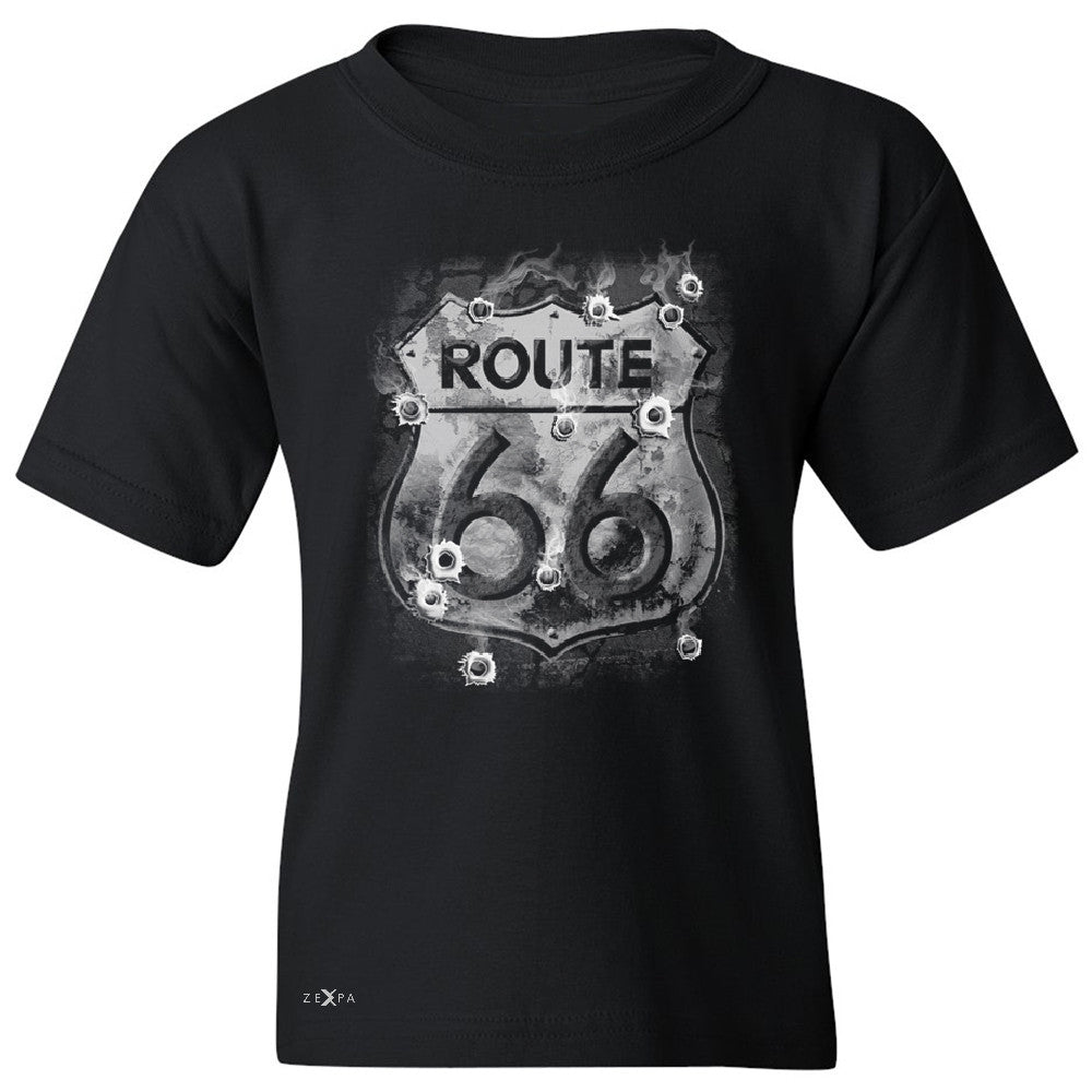 Route 66 Bullet Holes Unisex - Youth T-shirt Highway Sign Tee - Zexpa Apparel - 1