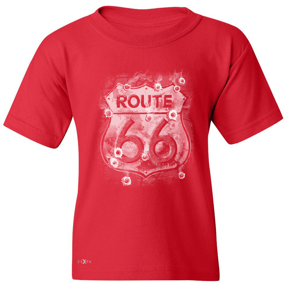 Route 66 Bullet Holes Unisex - Youth T-shirt Highway Sign Tee - Zexpa Apparel - 4