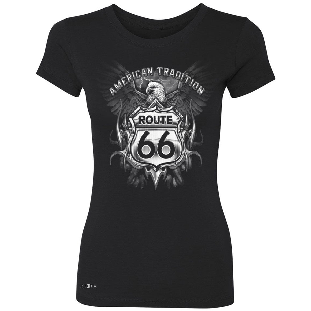 Route 66 American Traditon Eagle Biker - Women's T-shirt Biker Tee - Zexpa Apparel - 1