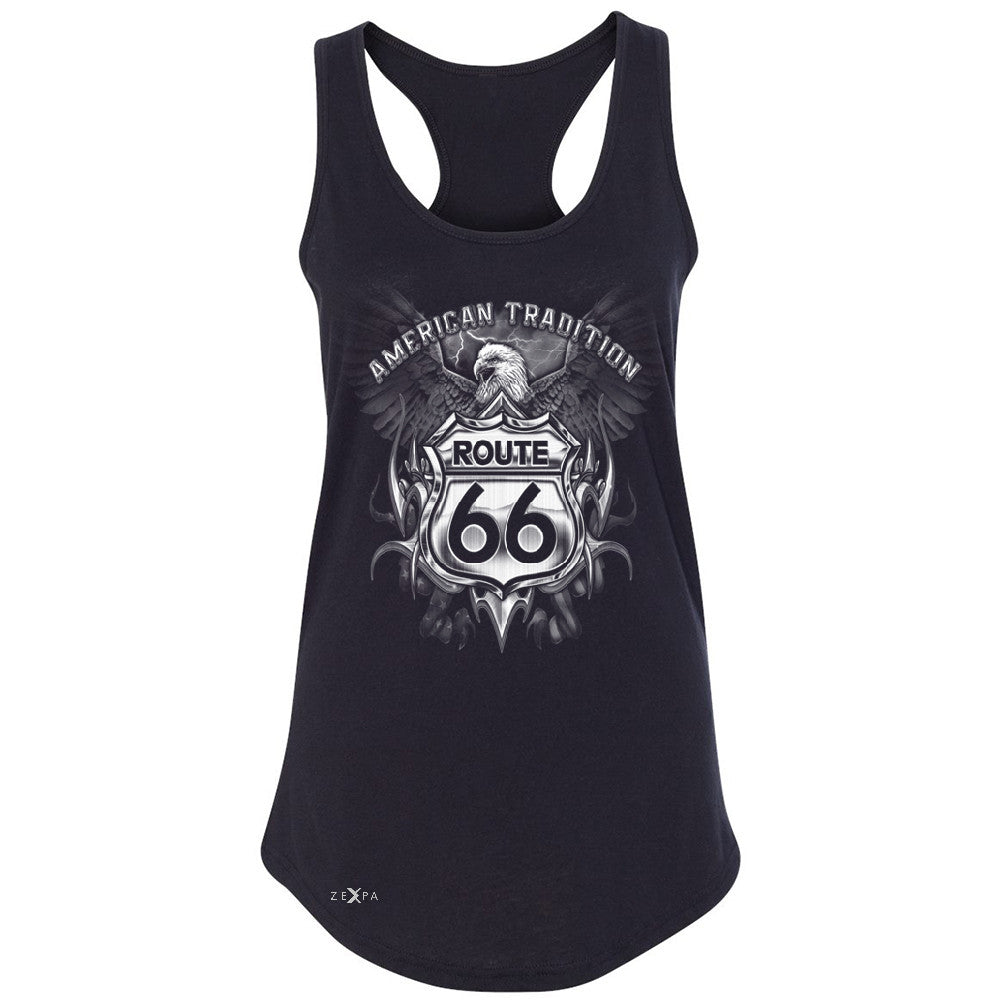 Route 66 American Traditon Eagle Biker - Women's Racerback Biker Sleeveless - Zexpa Apparel - 1