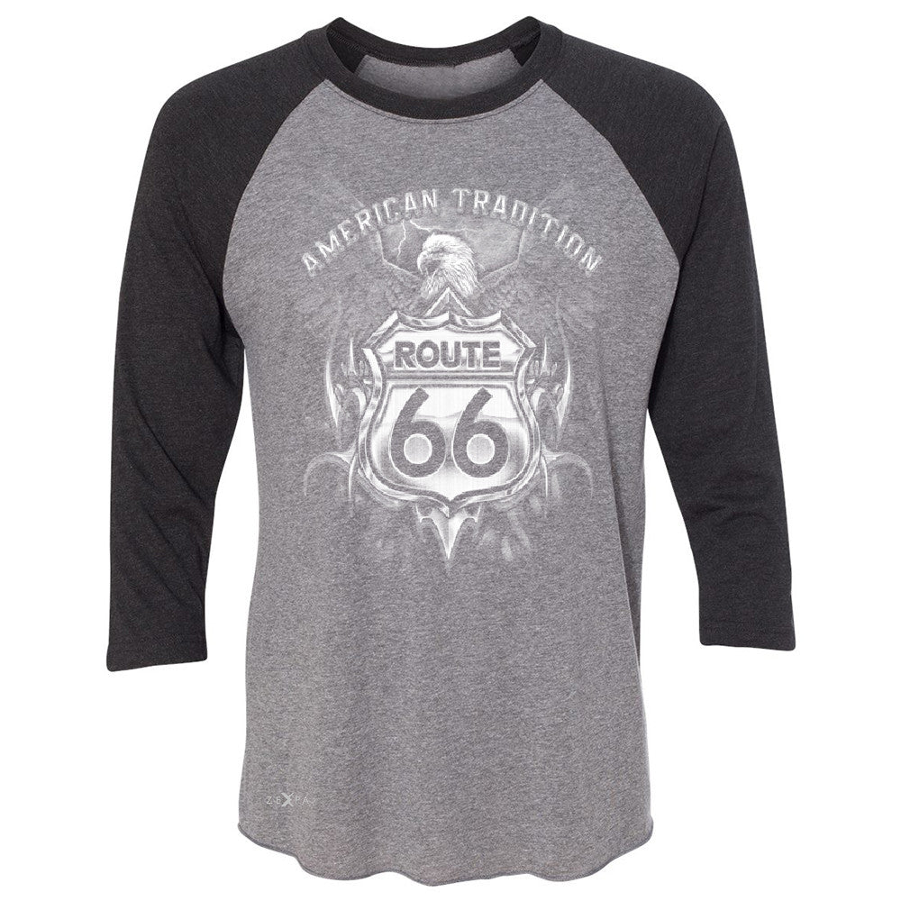 Route 66 American Traditon Eagle Unisex - 3/4 Sleevee Raglan Tee Biker Tee - Zexpa Apparel - 1