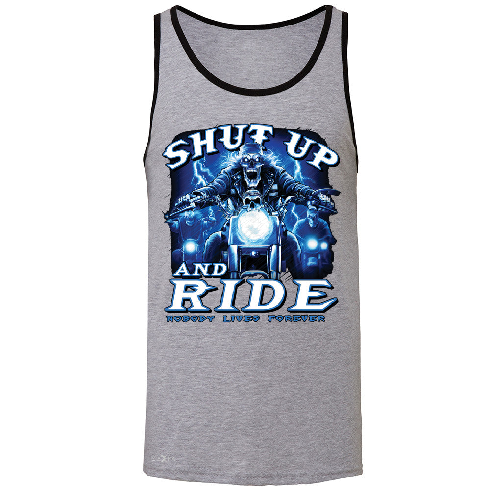 Shut Up and Ride Nobody Lives Forever Men's Jersey Tank Skeleton Sleeveless - Zexpa Apparel - 2