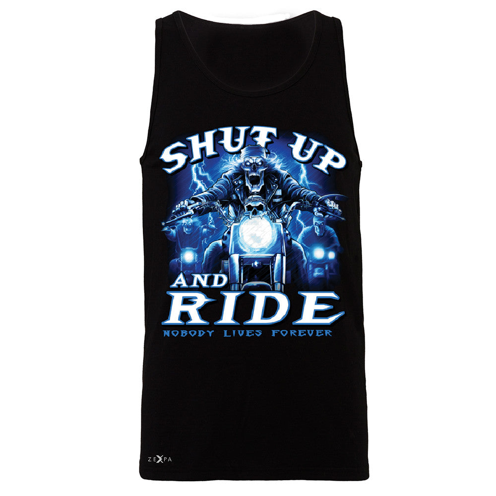 Shut Up and Ride Nobody Lives Forever Men's Jersey Tank Skeleton Sleeveless - Zexpa Apparel - 1