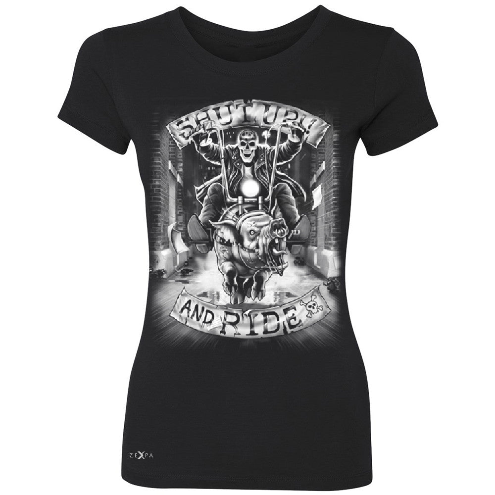 Shut Up and Ride Wild Boar Women's T-shirt Skeleton Tee - Zexpa Apparel - 1