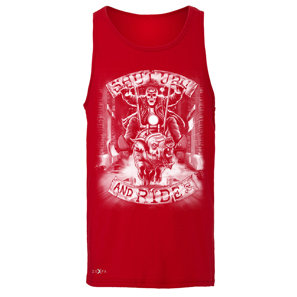 Shut Up and Ride Wild Boar Men's Jersey Tank Skeleton Sleeveless - Zexpa Apparel - 4