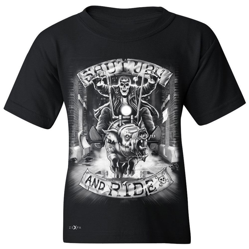 Shut Up and Ride Wild Boar Youth T-shirt Skeleton Tee - Zexpa Apparel - 1