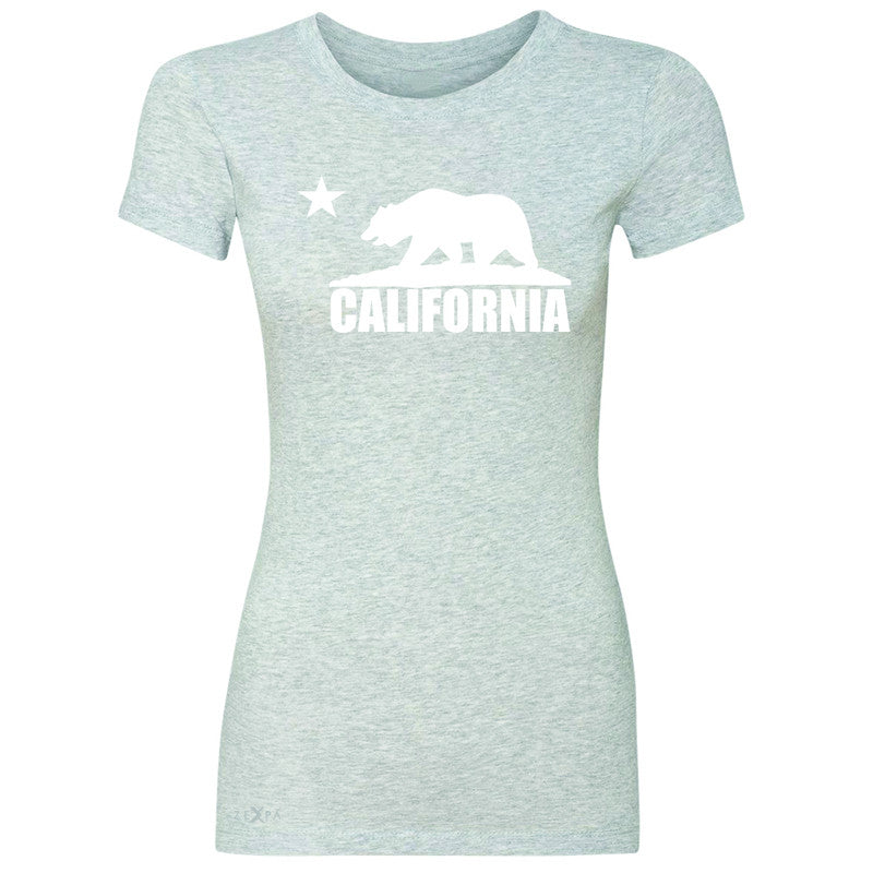 California Bear White Star Women's T-shirt State Flag Cali CA Tee - Zexpa Apparel Halloween Christmas Shirts