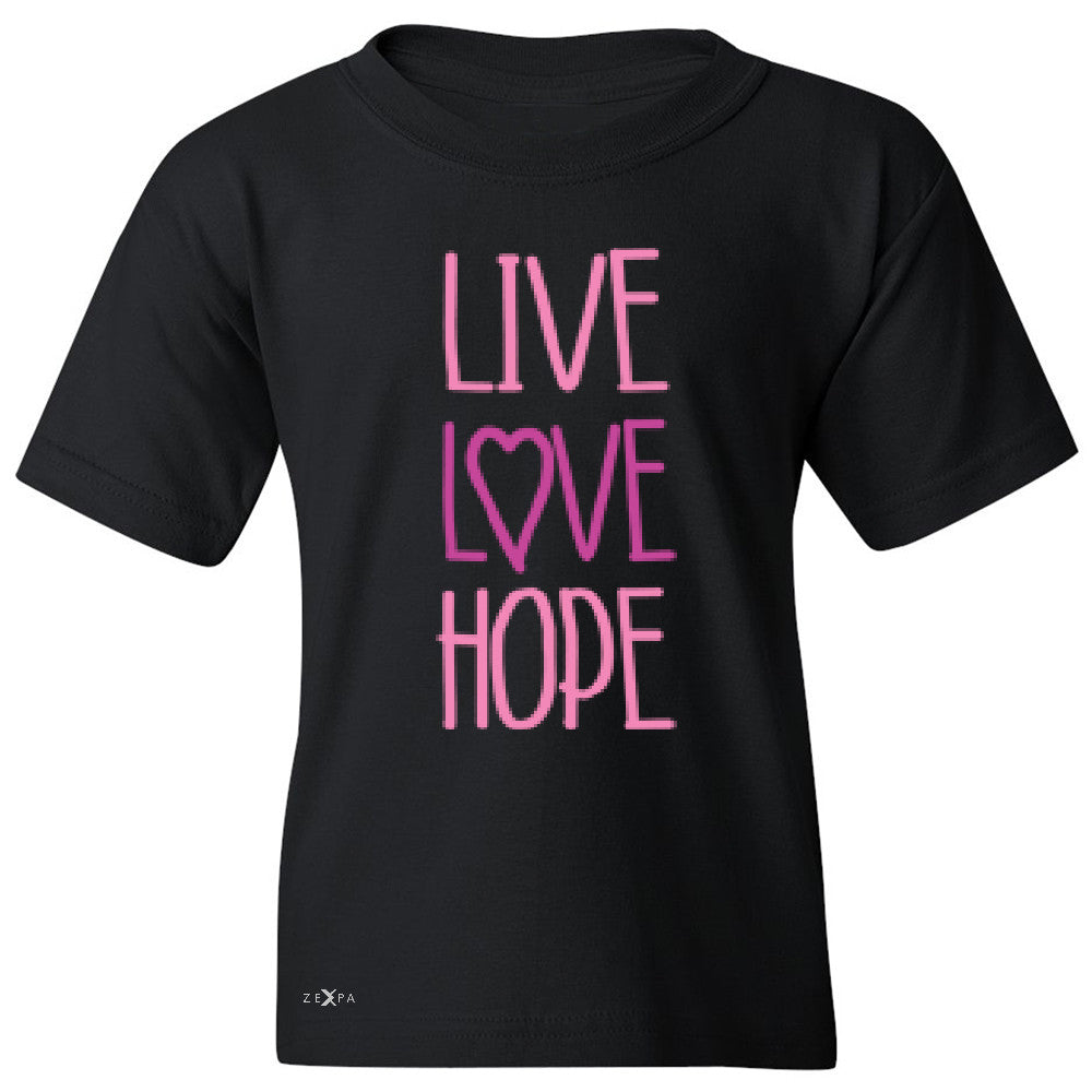 Live Love Hope Youth T-shirt Breast Cancer Awareness Event Oct Tee - Zexpa Apparel - 1