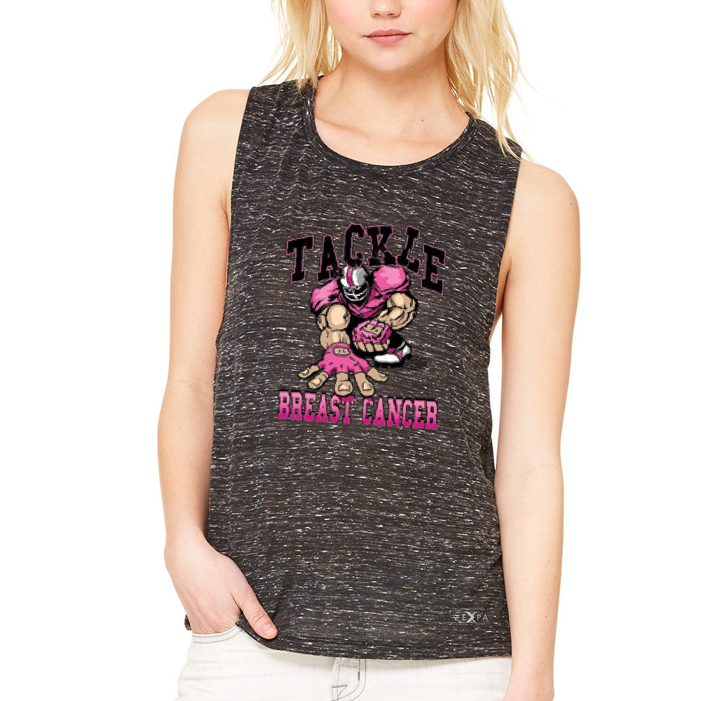 Tackle Breast Cancer Women's Muscle Tee Breast Cancer Awareness Tanks - Zexpa Apparel - 3