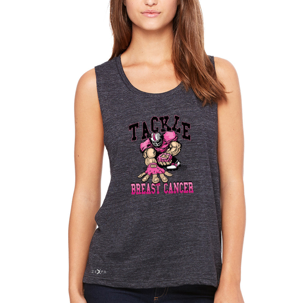 Tackle Breast Cancer Women's Muscle Tee Breast Cancer Awareness Tanks - Zexpa Apparel - 1