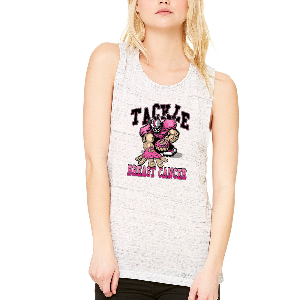 Tackle Breast Cancer Women's Muscle Tee Breast Cancer Awareness Tanks - Zexpa Apparel - 5