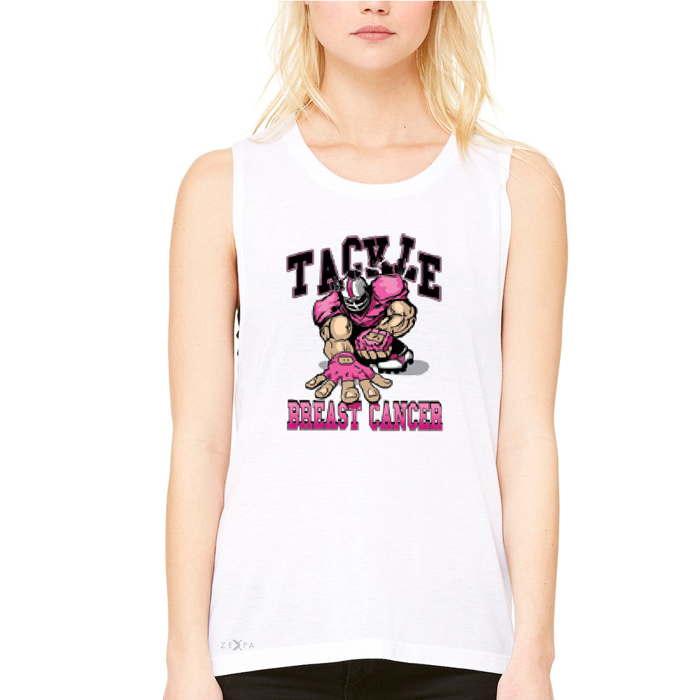 Tackle Breast Cancer Women's Muscle Tee Breast Cancer Awareness Tanks - Zexpa Apparel - 6