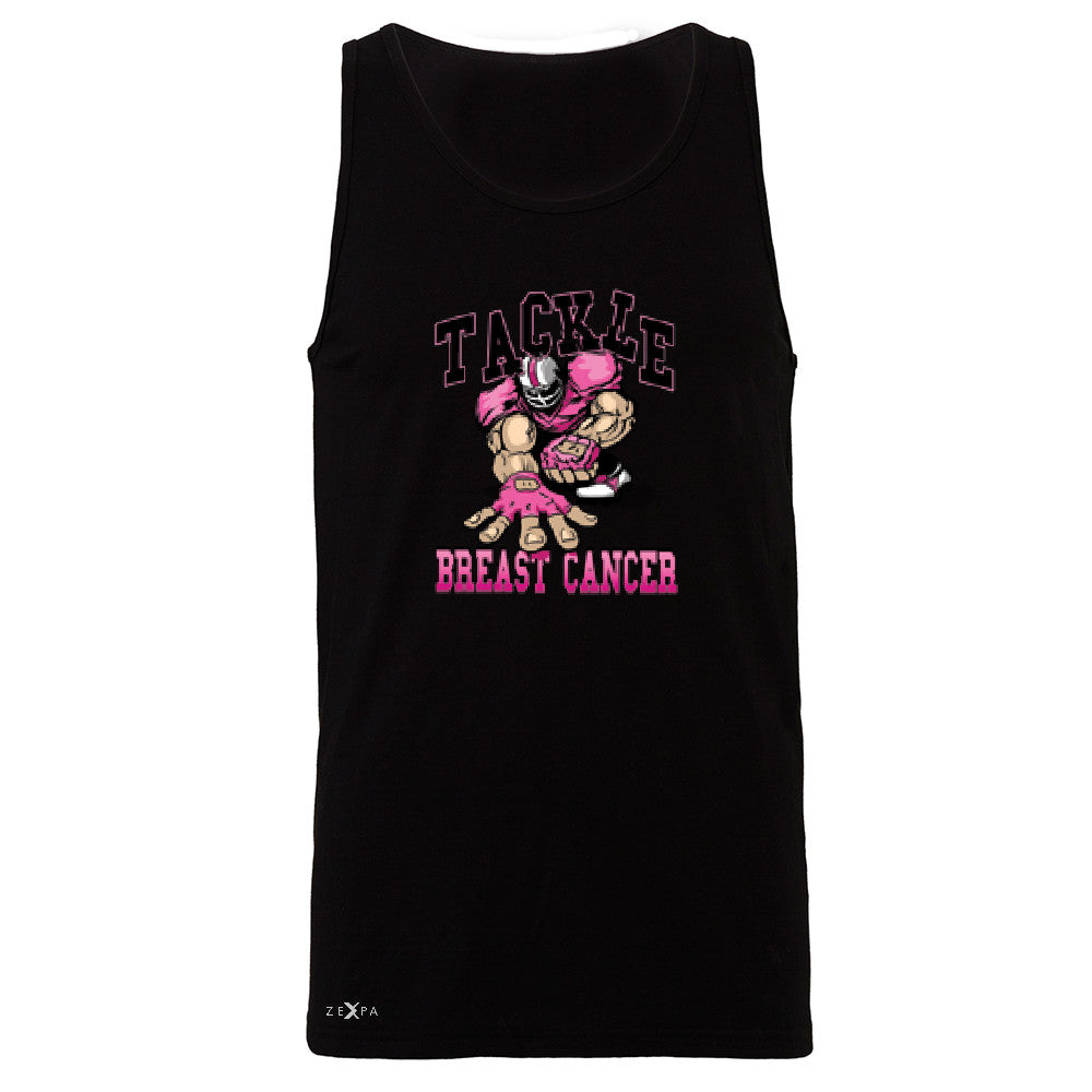 Tackle Breast Cancer Men's Jersey Tank Breast Cancer Awareness Sleeveless - Zexpa Apparel - 1
