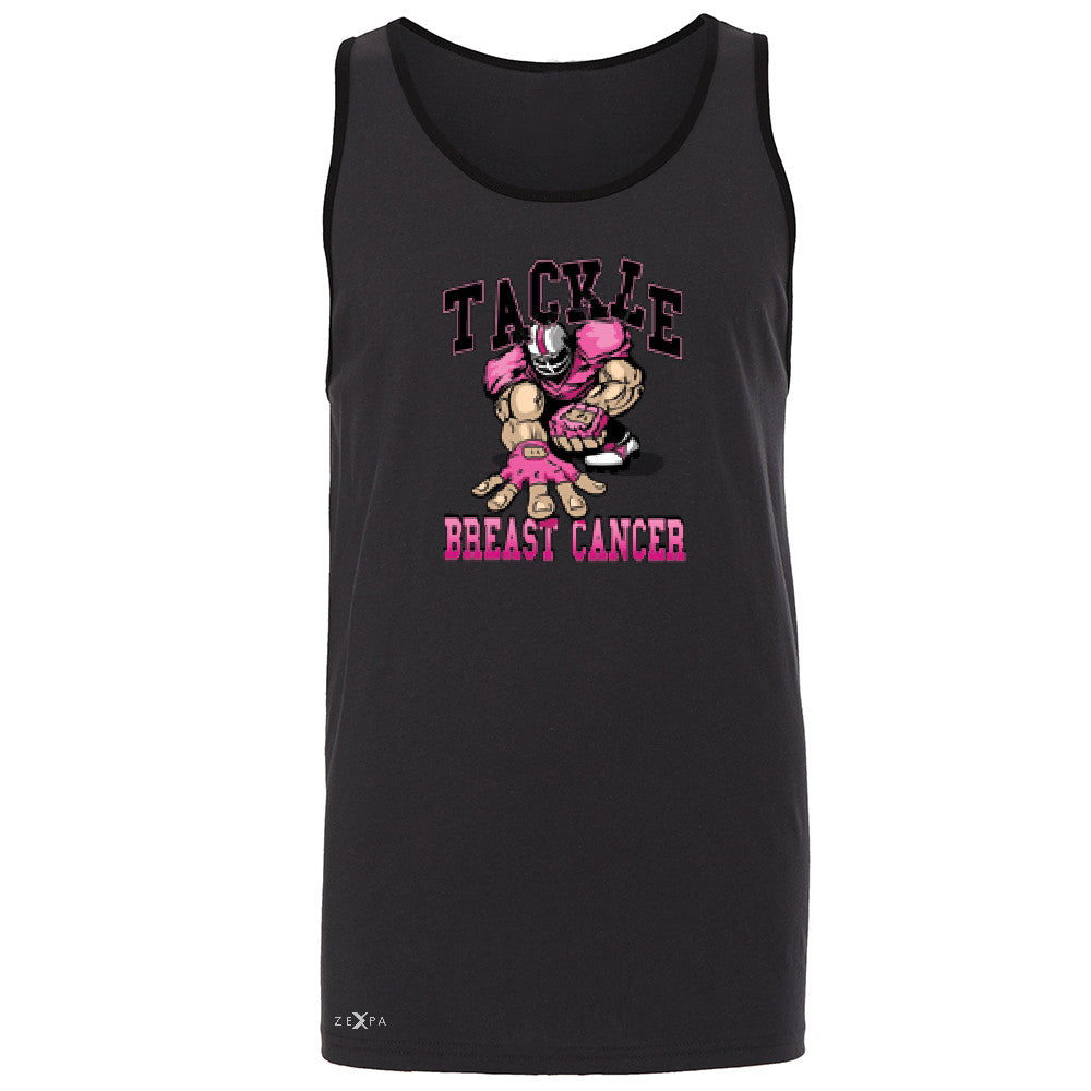 Tackle Breast Cancer Men's Jersey Tank Breast Cancer Awareness Sleeveless - Zexpa Apparel - 3